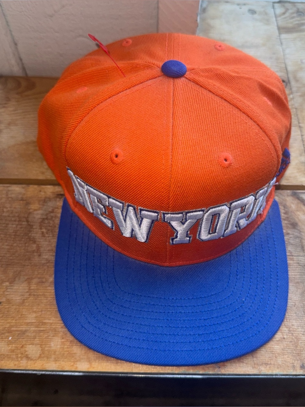 Rare Embroidered New York Knicks Snapback Hat Adidas Vintage NBA Orange Blue New